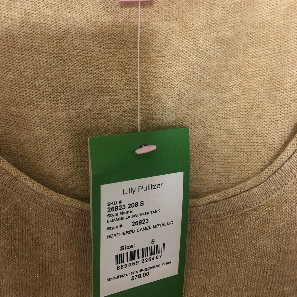Lilly Pulitzer Elizabeth Sweater Tank in “Heathered Camel Metallic”